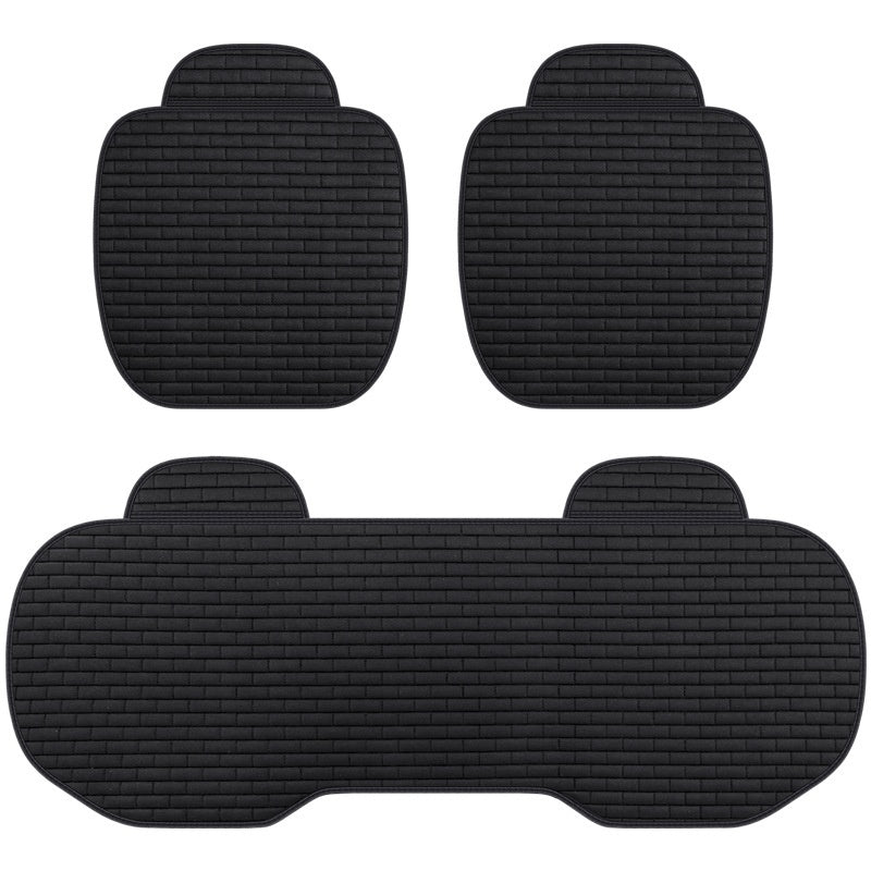 Linen Car Seat Cushion Three-piece Seat Protective Pad
