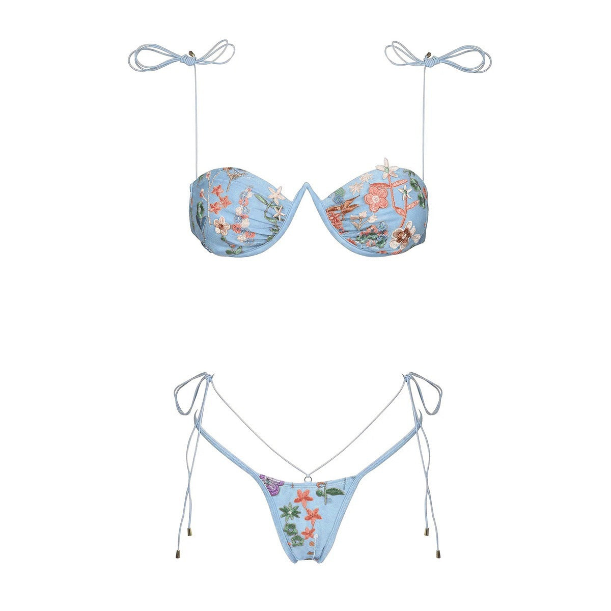 Women's Simple Embroidered Split Swimsuit