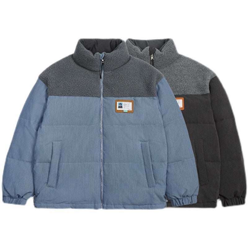 White Duck Down And Lamb Down Stitching Denim Thick Down Jacket