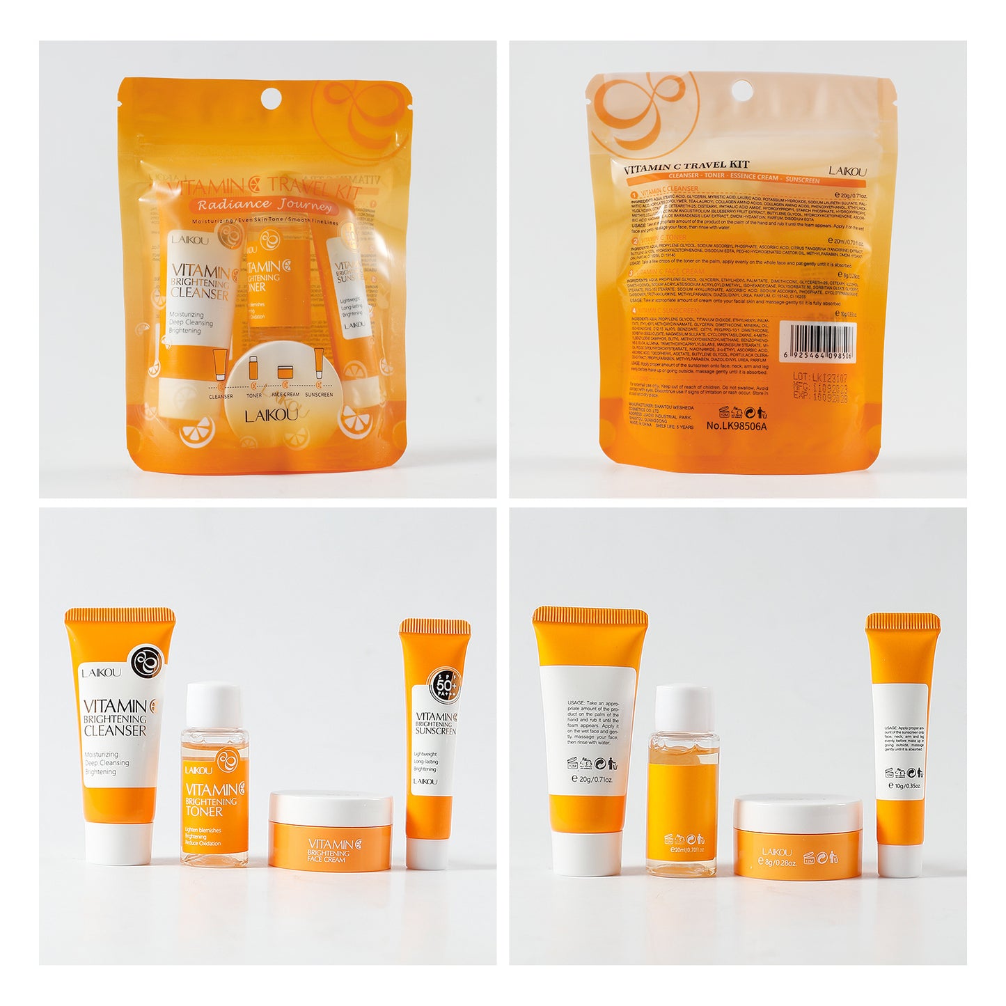 Vitamin C Travel Four-piece Set With Whitening Skin Colors
