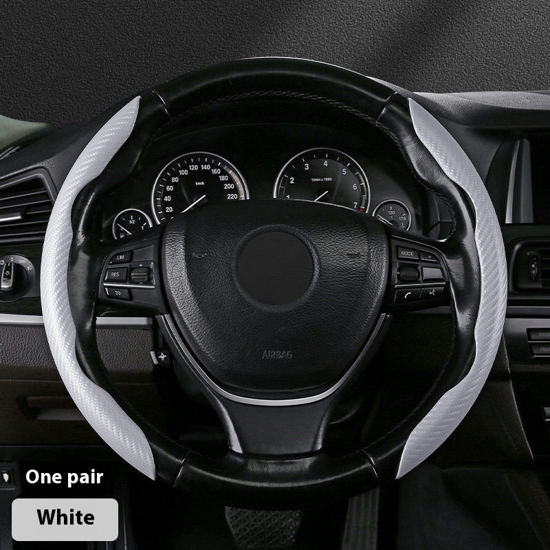 Steering Wheel Cover Sweat-absorbent Suede Carbon Fiber Pattern Protective Cover