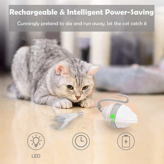 360 Rolling Mouse Cat Toy Automatic Feather Cat Tease