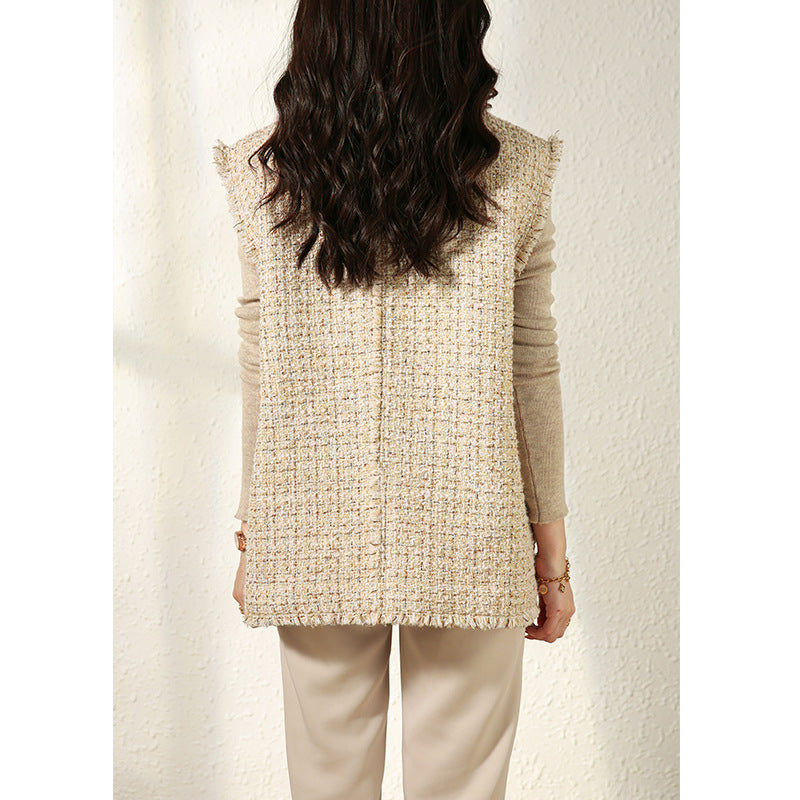 Women's Gold Sequined Tweed And Wool Waistcoat