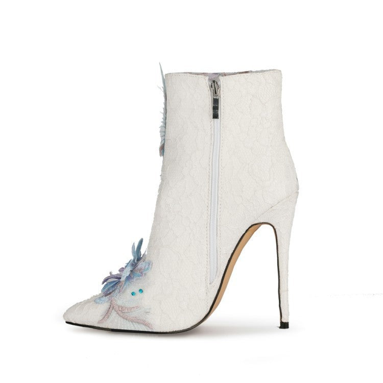 Fashion Lace Flower White Wedding Shoes