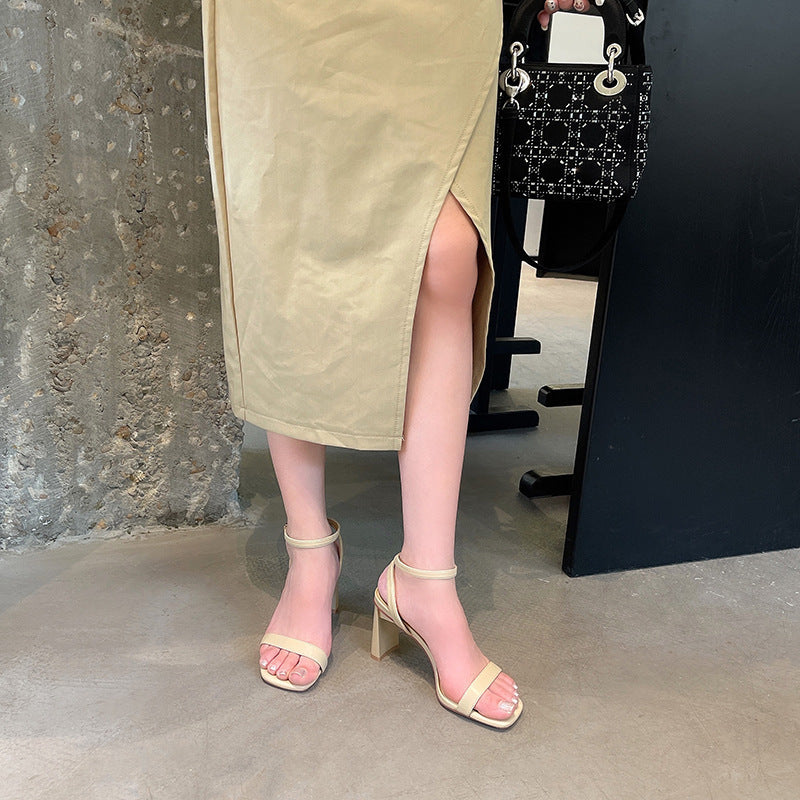 Block-heeled High-heeled Open-toe Sandals