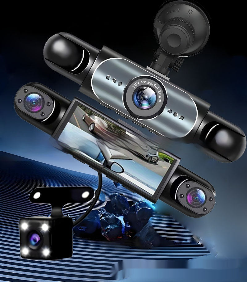 Four-lens Surveillance Dash Cam HD With Rearview Camera