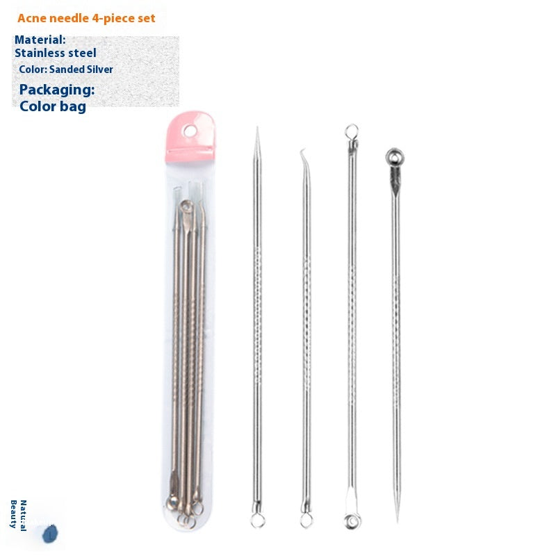 Pimple Pin 4-piece Stainless Steel Acne Remover Extruded Fat Particles Blackhead Remover