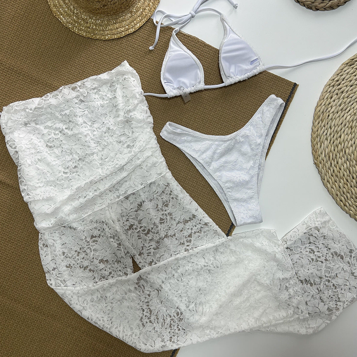 Lace Two-piece Ladies Three-piece Set Bikini Swimsuit