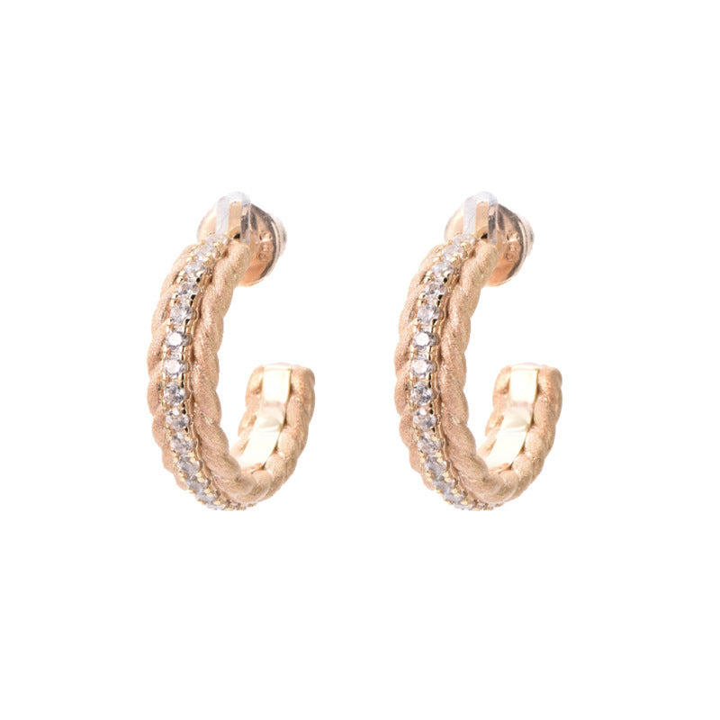 925 Sterling Silver Wheat Woven Light Luxury Minority Simple High Sense Ear Ring Fine