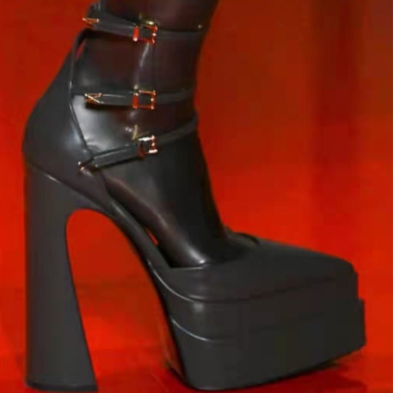 Women's Super High Heel Platform Hollow Pointed Toe Sandals