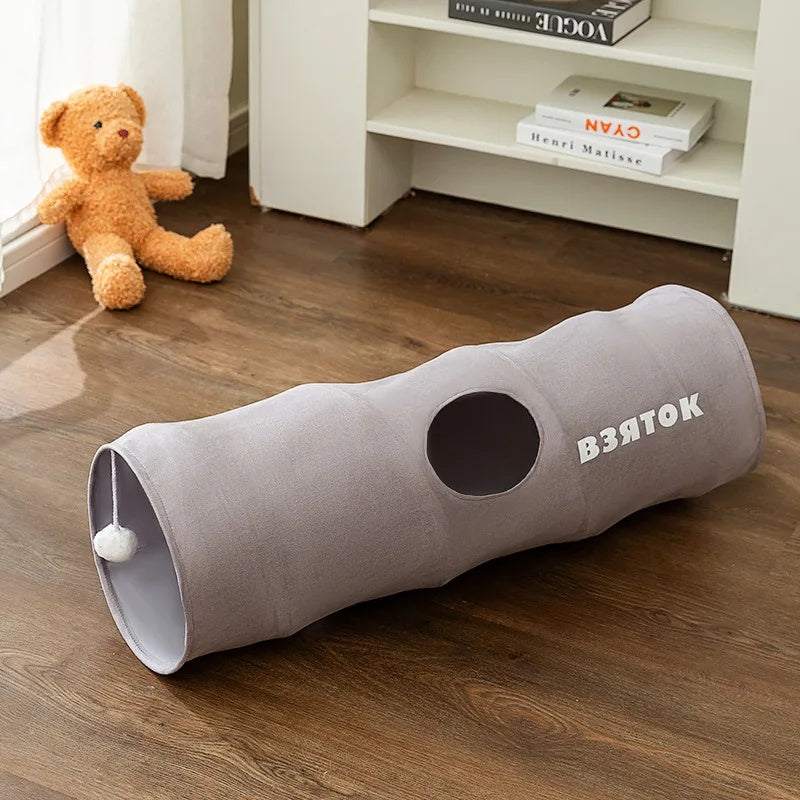 Cat Tunnel For Indoor Cats Collapsible Kitty Tunnel With Plush Ball Easy To Clean Cat Supplies