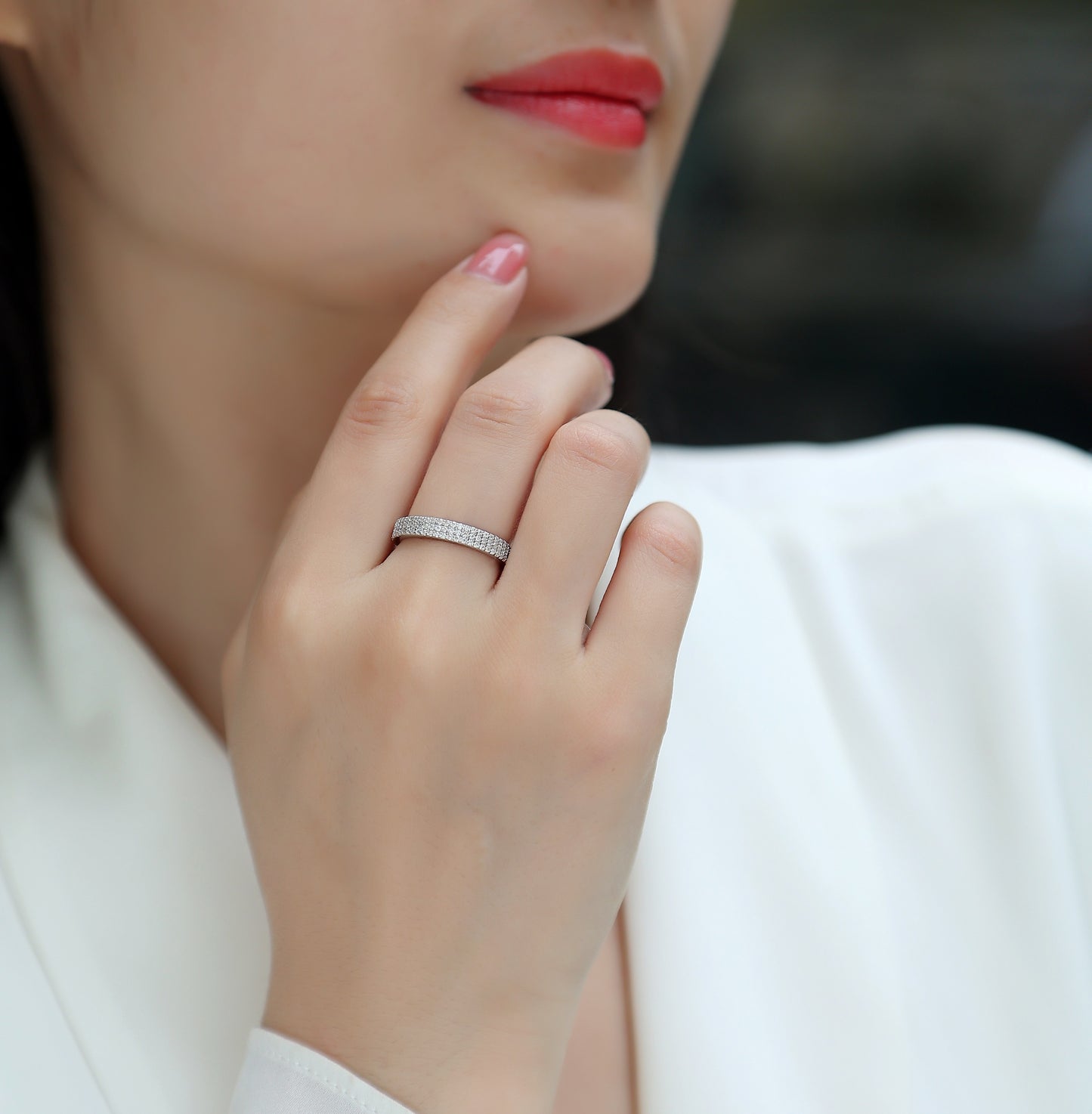 Light Up The Time - A Wedding Ring Set With Top-quality Moissanite S925 Silver And Platinum-plated Diamond Can Be Tested With A Diamond Pen