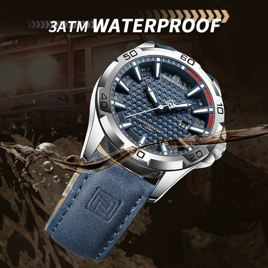 NAVIFORCE Brand Men Fashion Quartz Watches Male Leather Stra