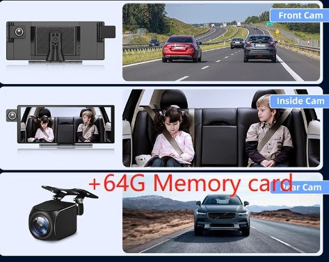 3 Camera CarPlay Driving Recorder Split Screen