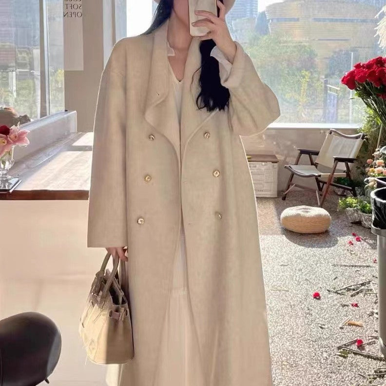 Women's Graceful And Fashionable Double-sided Wool Overcoat