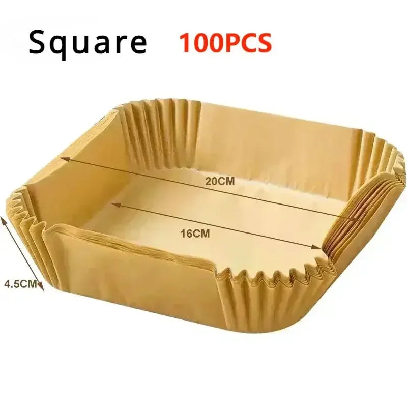 50pcs Air Fryer Paper Grease Absorbent Paper For Household Baking Pans With Thickened Silicone Paper Pads