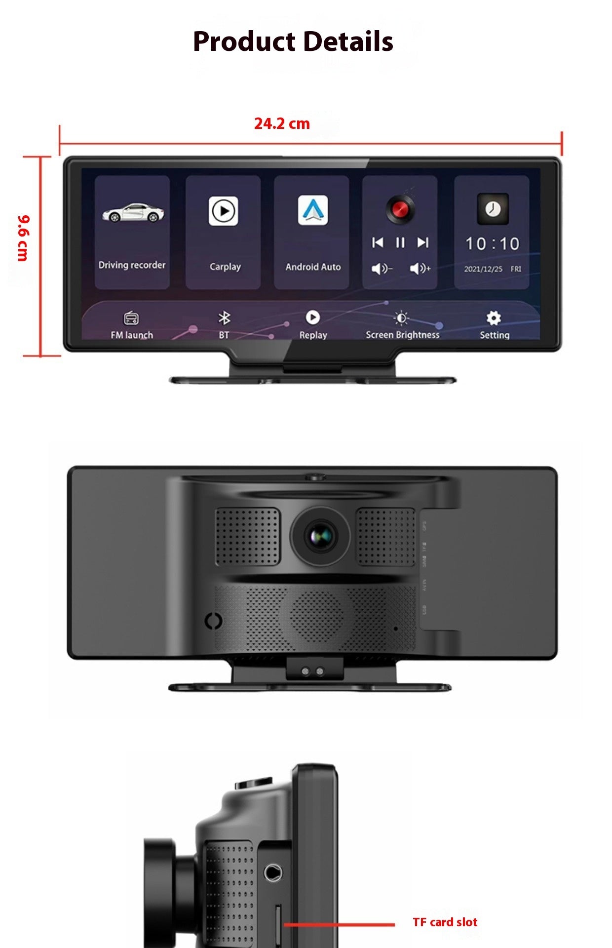 4K High-definition Center Console Bluetooth Driving Recorder