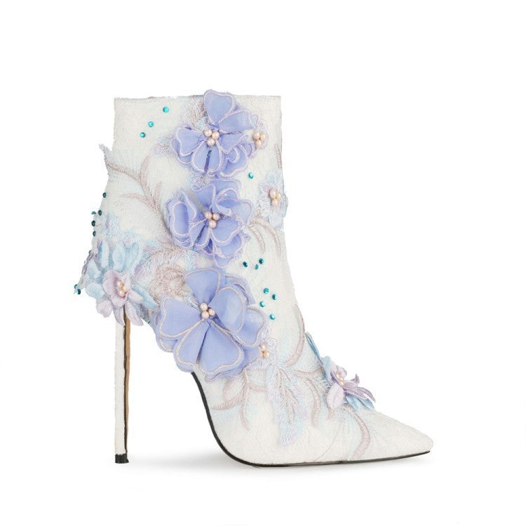 Fashion Lace Flower White Wedding Shoes